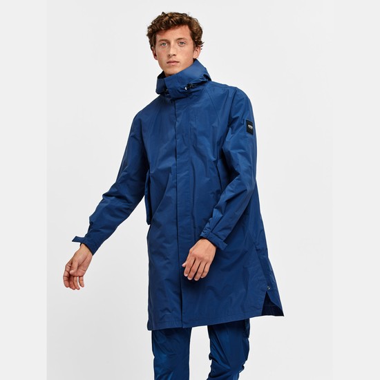 Aigle Long Waterproof And Windproof Coats Men Blue ZA-40285